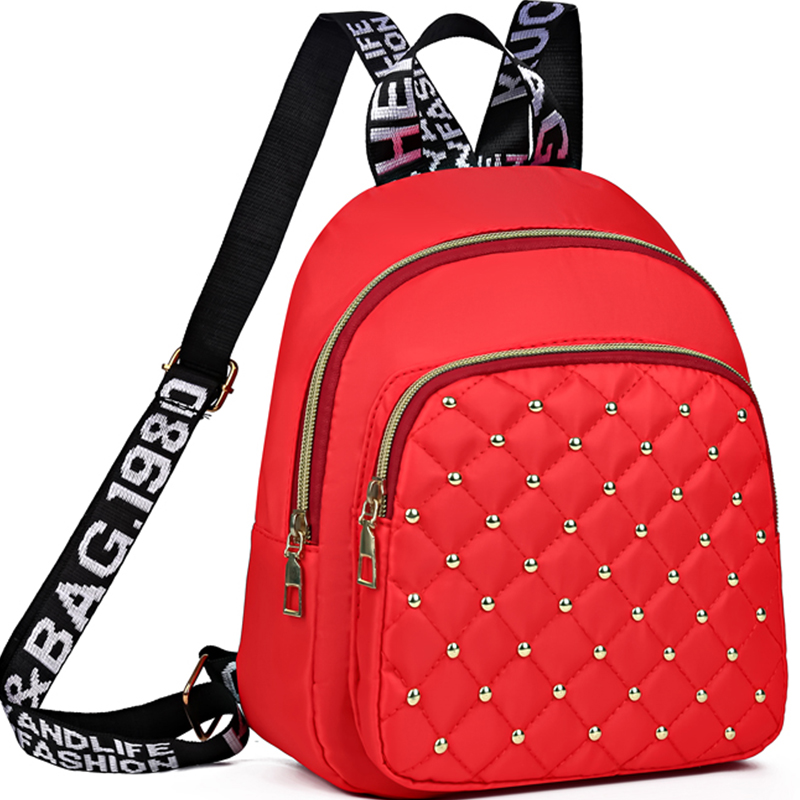Diamond Embroidered Womens Shoulder Bag with Rivet Accents for Everyday Travel