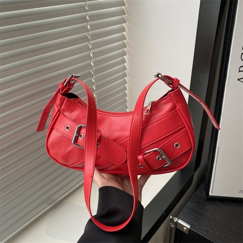 Vintage PU Leather Shoulder Bag Small Crossbody and Underarm Purse
