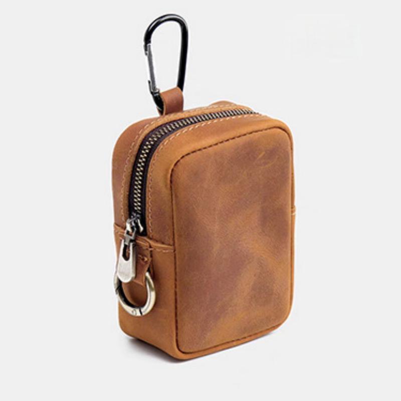 Vintage PU Leather Mini Coin Purse with Hook Key chain Pouch