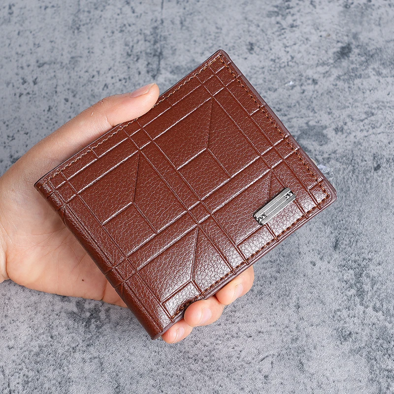 Modern Checkered Mens Bifold Wallet with Multi Card Holder and Large Capacity