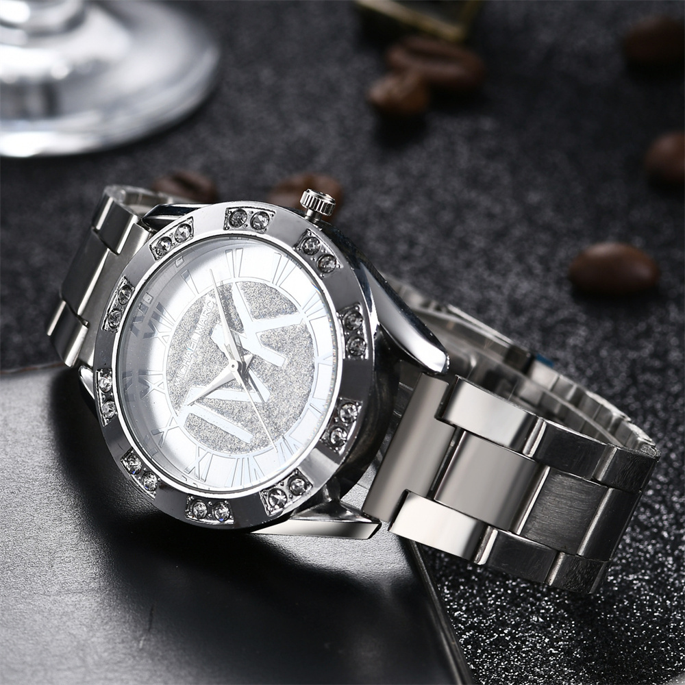 Elegant Diamond Womens Quartz Watch with Gold Stainless Steel Bracelet