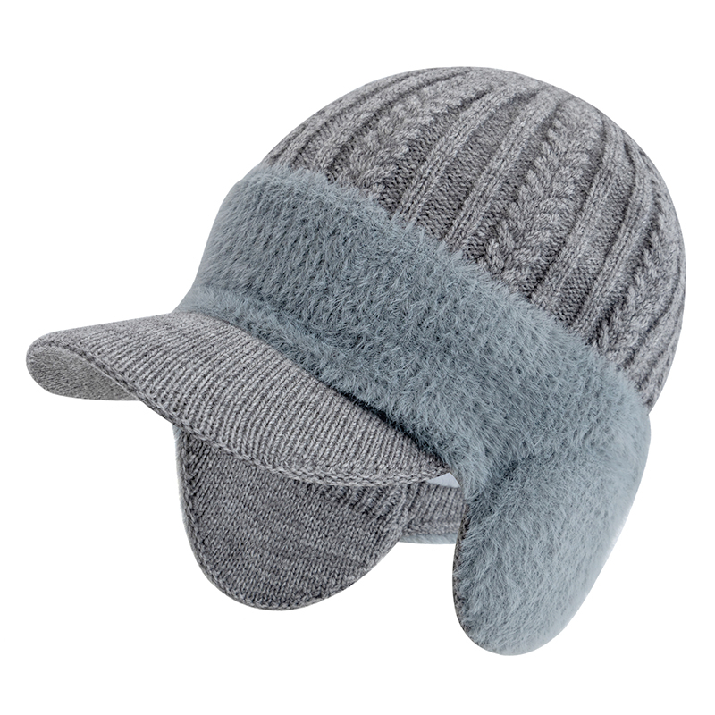 Mens Plush Fur Lined Winter Earflap Beanie Warm Outdoor Hat