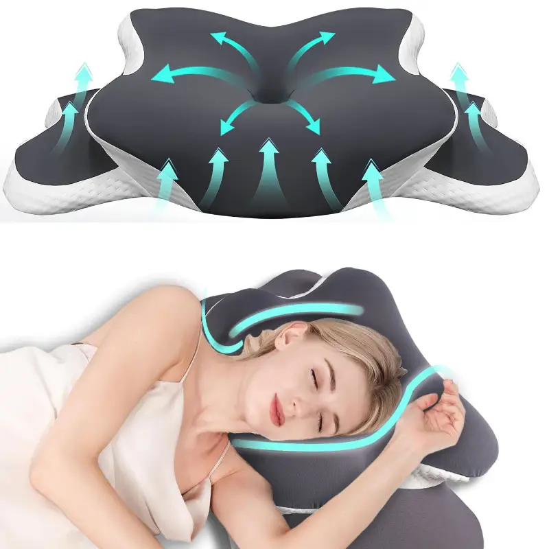 Ergonomic Butterfly Memory Foam Pillow with Dual Height Cervical Neck Support