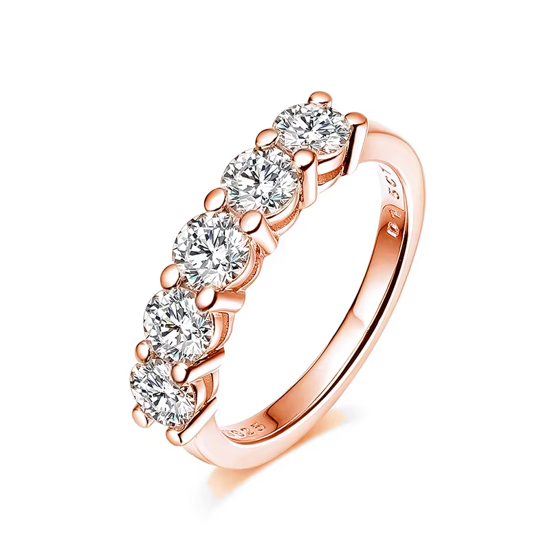 Radiant Moissanite Wedding Band Sterling Silver Ring