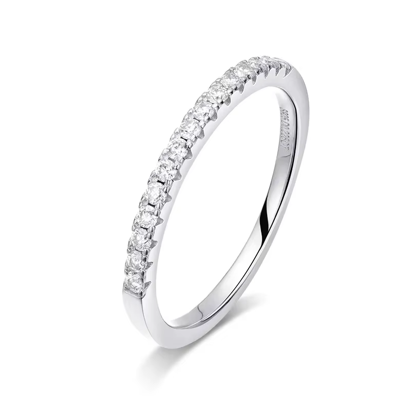 Moissanite Crown Wedding Band Sterling Silver Ring for Women
