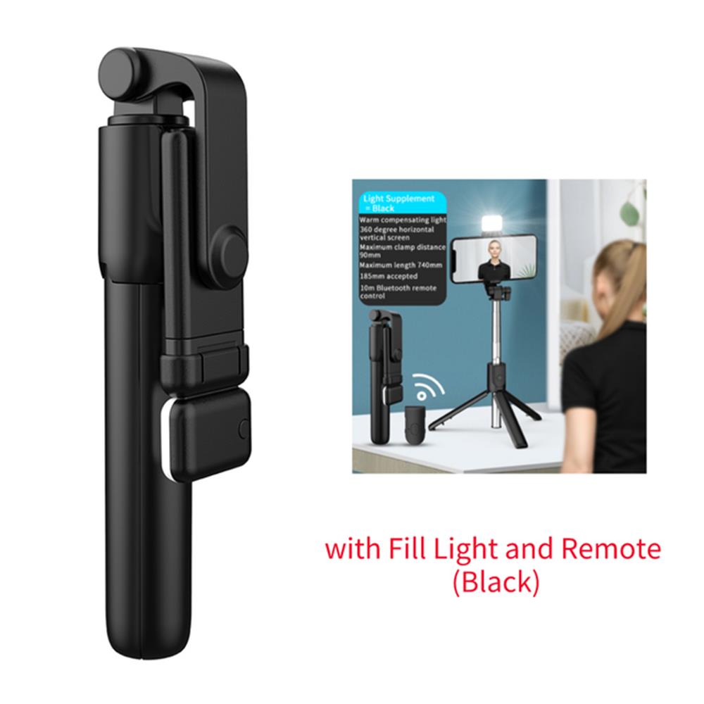 Portable Bluetooth Selfie Stick Tripod with Fill Light and Wireless Remote