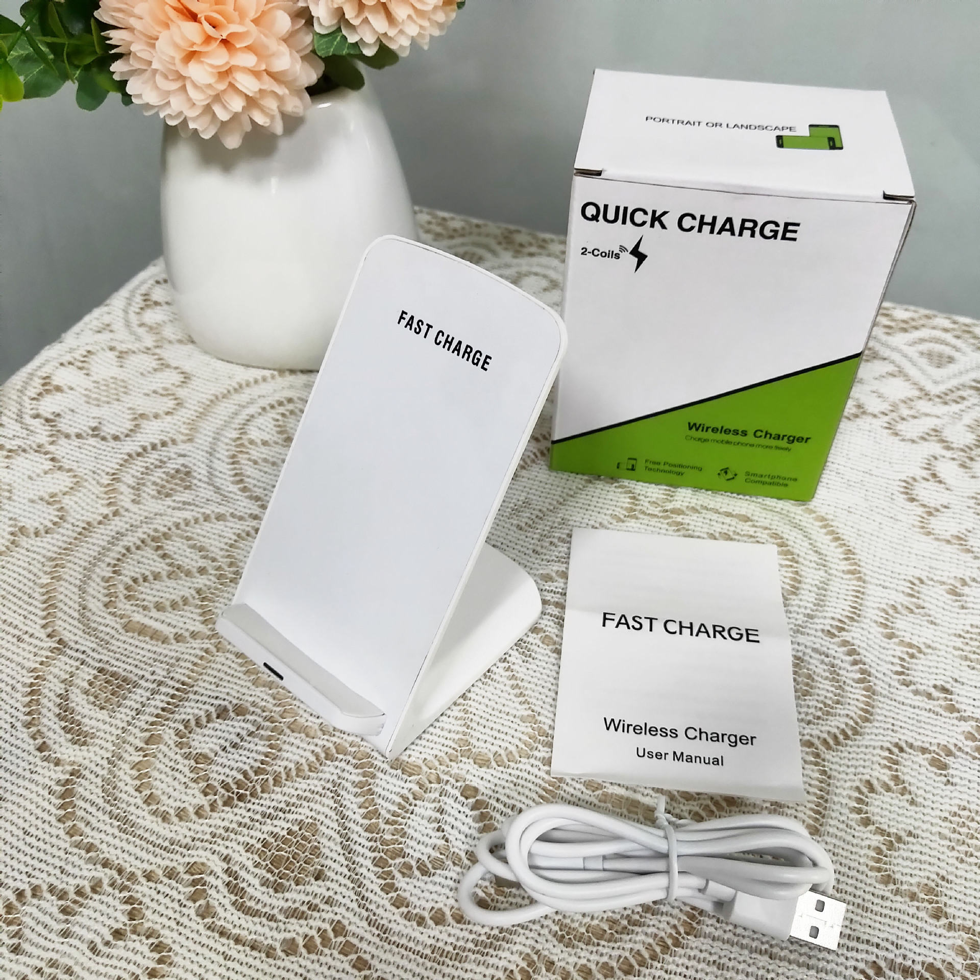 Wireless Charger Stand with USB C Fast Charging Dock