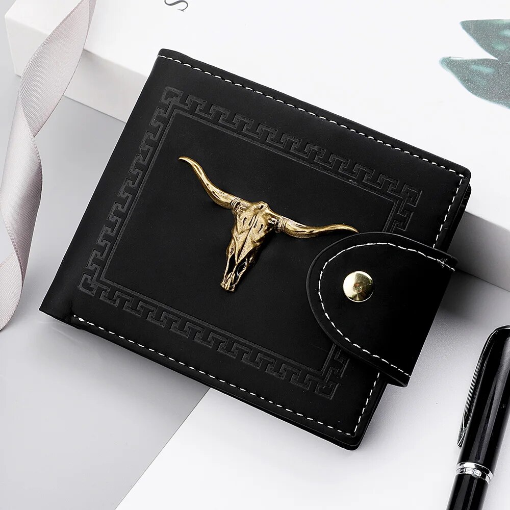 Mens Short PU Wallet with Card Holder Note Compartment and Hasp Closure