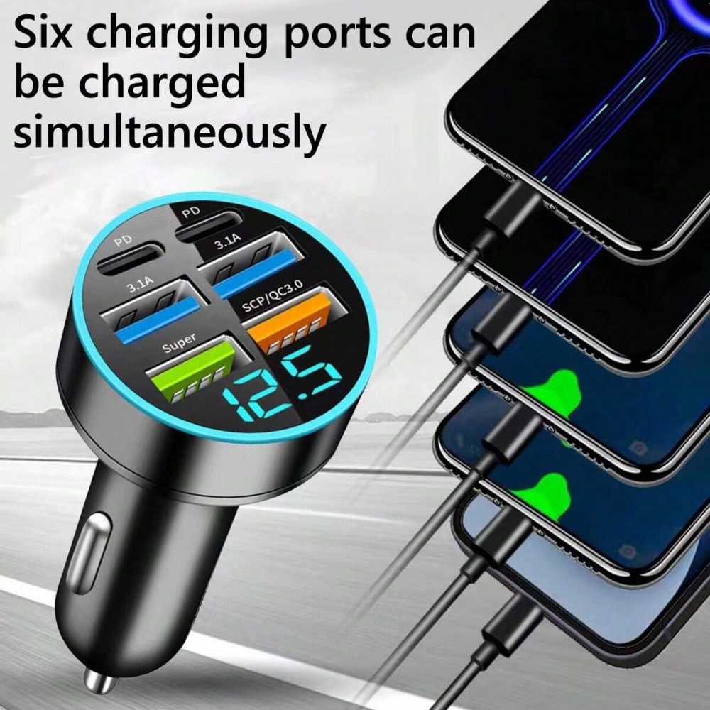 USB C Car Charger with PD QC Fast Charging and Display