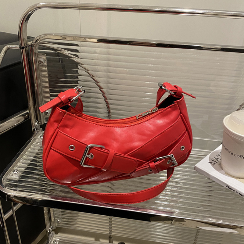 Women Vintage PU Leather Shoulder Bag Small Crossbody Bag and Underarm Clutch Purse