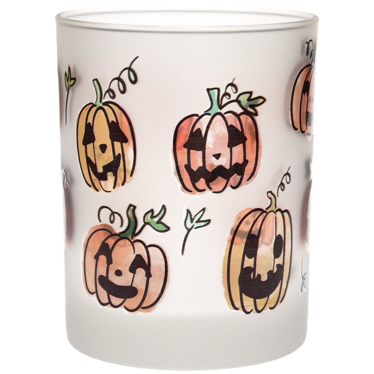 Halloween Pumpkin Face Whiskey Glasses 14 oz Double Old Fashioned Set of 4