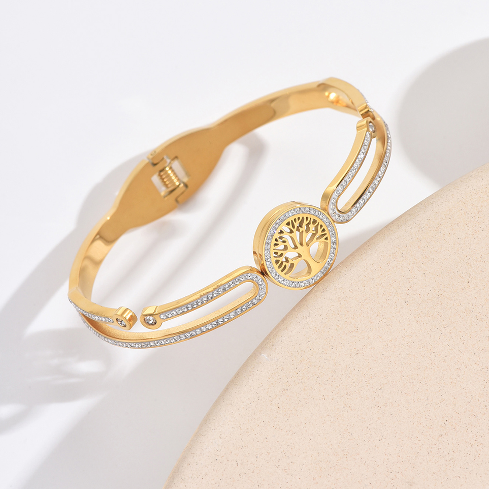 Tree of Life Pattern Gold Plated Stainless Steel Bracelet | Inspire Uplift