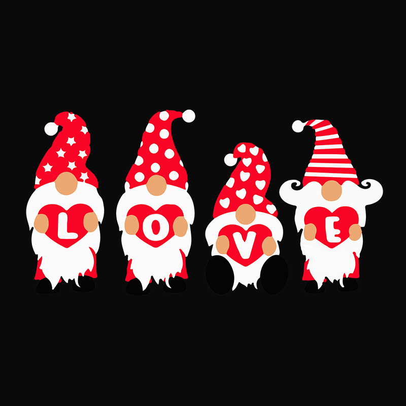 Three Gnomes Holding Hearts SVG Files For Silhouette, Files | Inspire ...