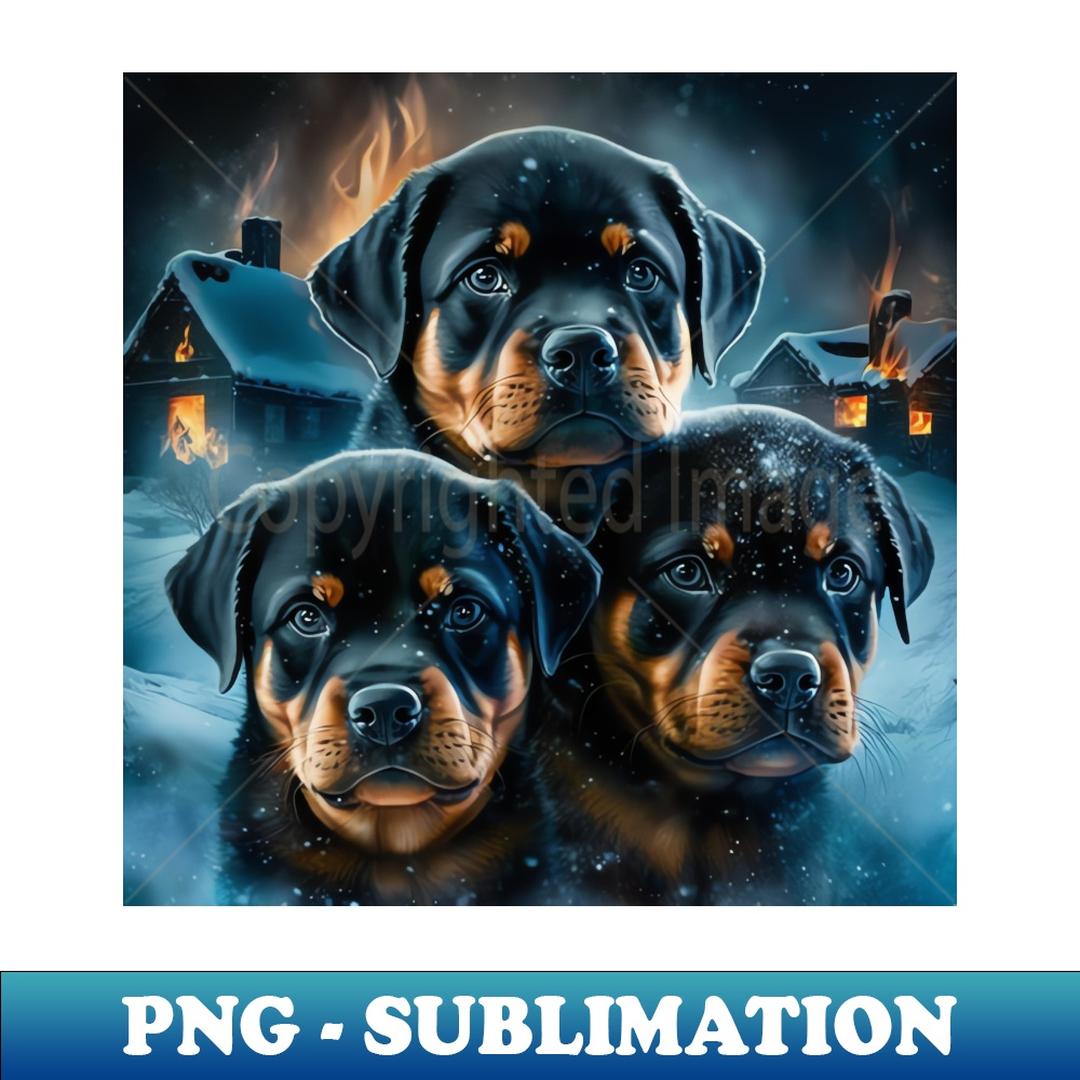 Rottweiler Puppies Surrounded With Fire - Vintage Sublimatio | Inspire ...