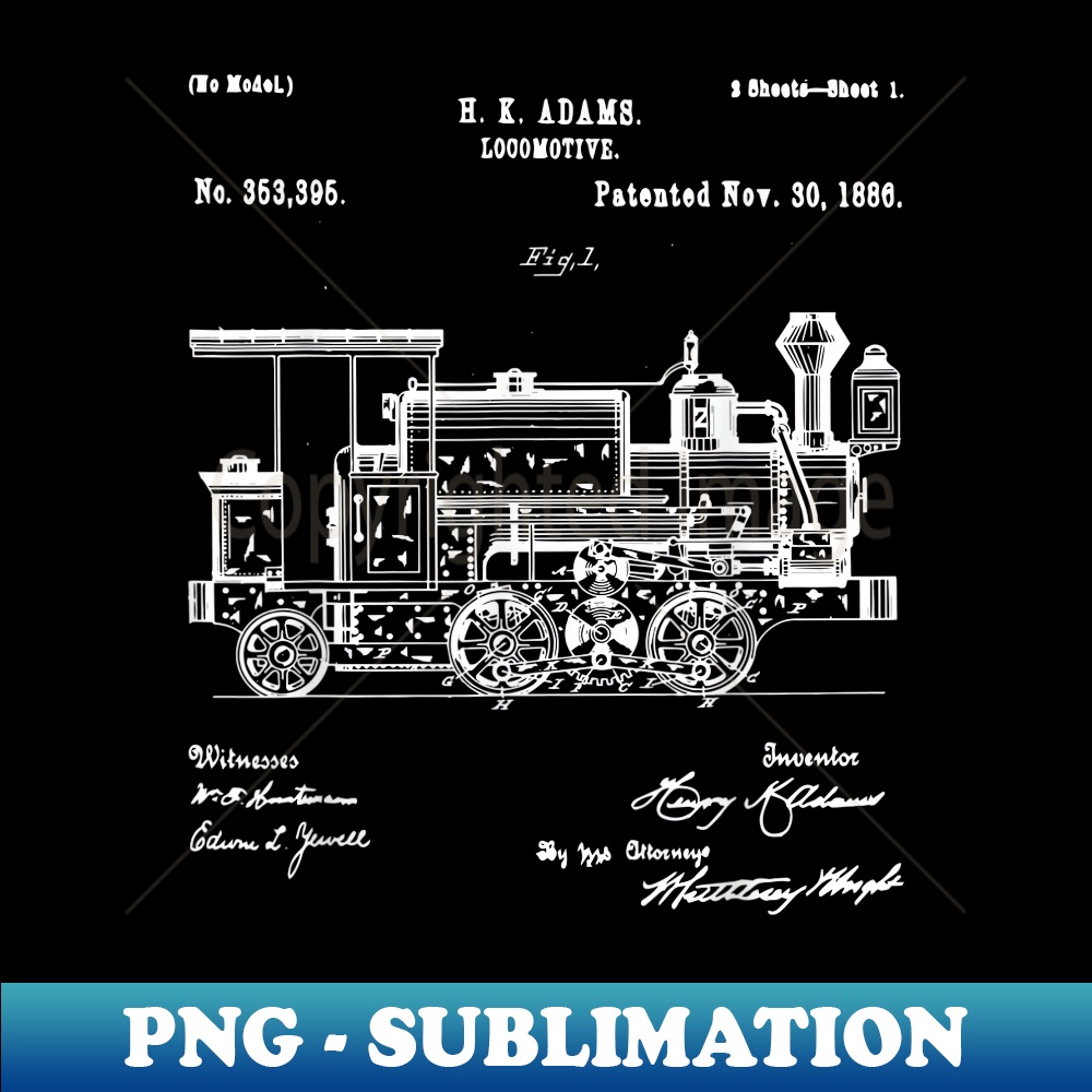 1886 Train 1886 Locomotive Steam Train - Retro Patent Blueprint | Inspire Uplift
