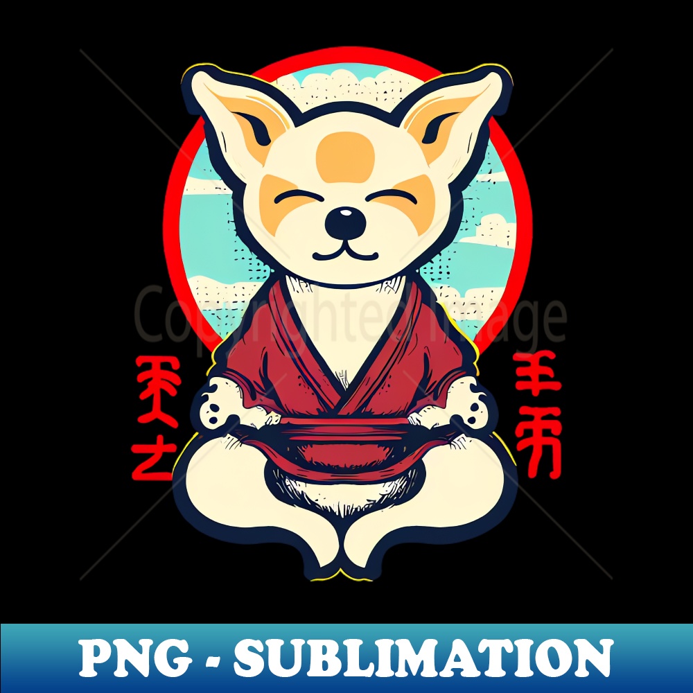 Vintage Retro Cute Anime Dog Meditating