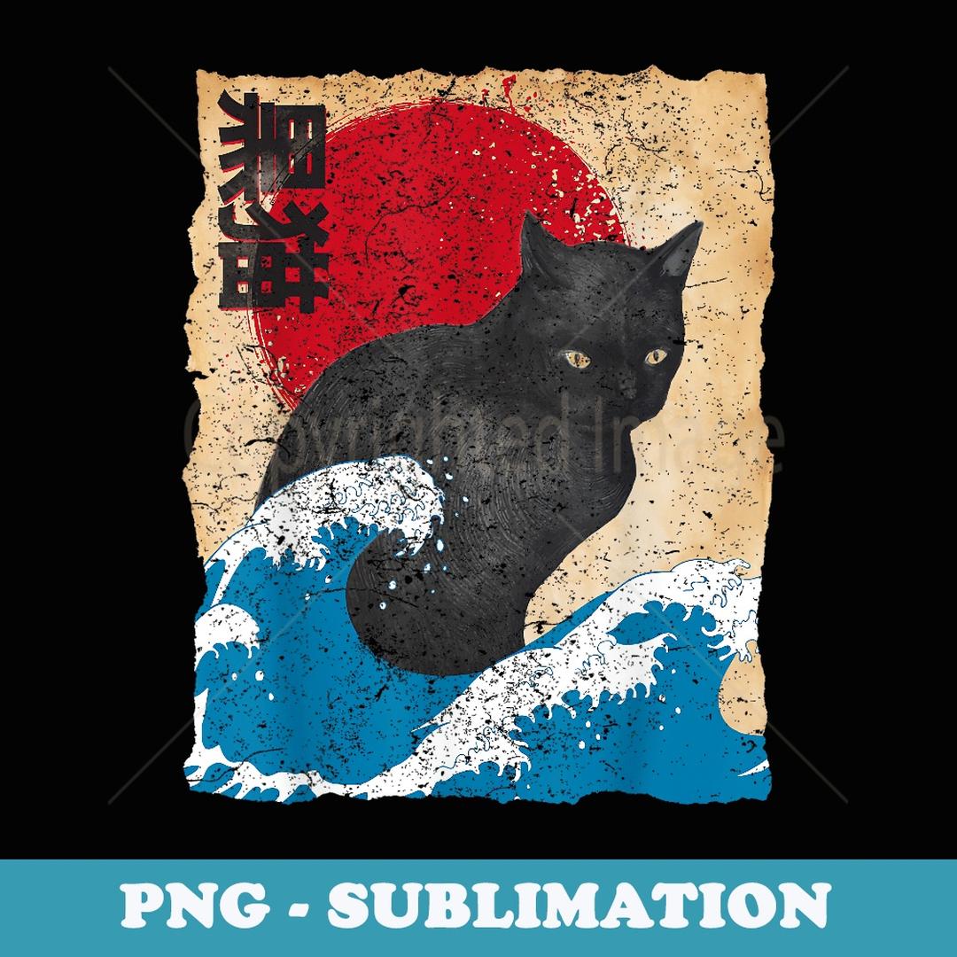 Vintage Japan Art - Japanese Theme Retro Print Black Cat | Inspire Uplift