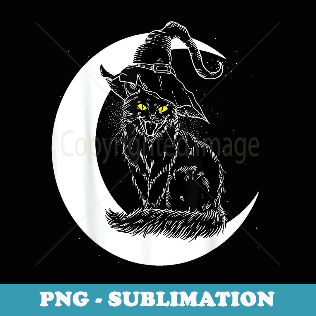 Vintage Halloween Scary Black Cat Witch Hat Moon Witchy - Su | Inspire ...