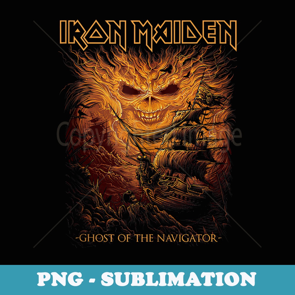 Iron Maiden Official T-Shirt - 'Ghost Of The Navigator' Band Logo Design, Men's Black Tee Iron Maiden Tour