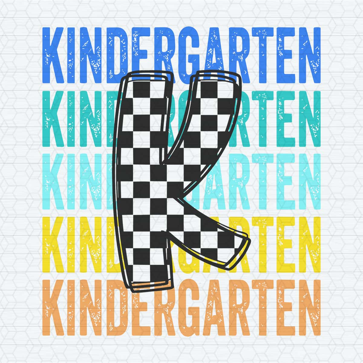 Checkered K Kindergarten 1st Day Of School SVG | Inspire Uplift