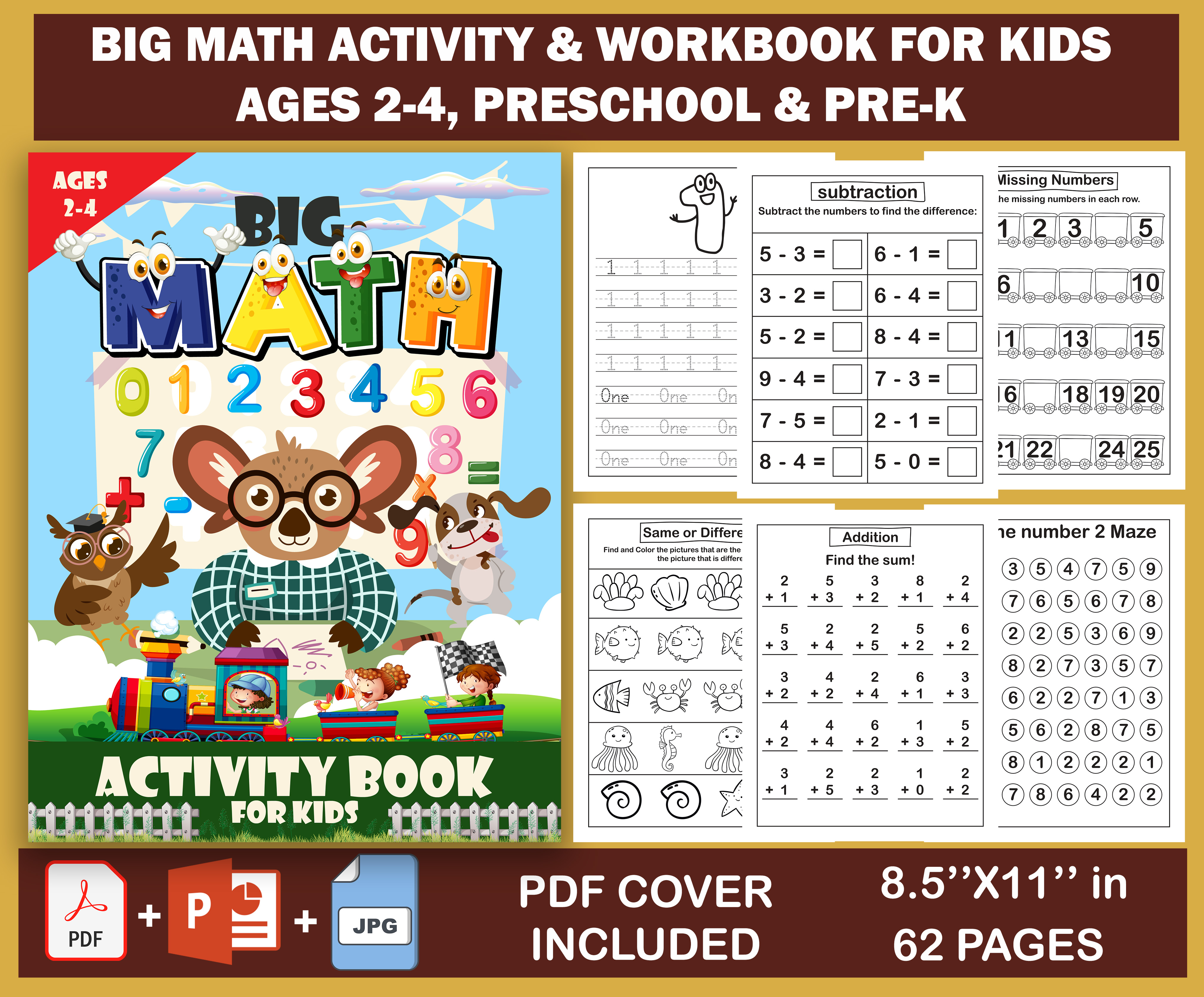 Big Math Activity & Workbook For Kids Ages 2-4: Math Fundame | Inspire ...