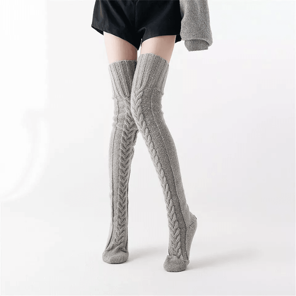 Warm Cable Knit Thigh High Socks for Women, Over Knee Long Winter Stockings & Boot Warmers Warm Cable Knit Thigh High Socks for Women, Over Knee Long Winter Stockings & Boot Warmers