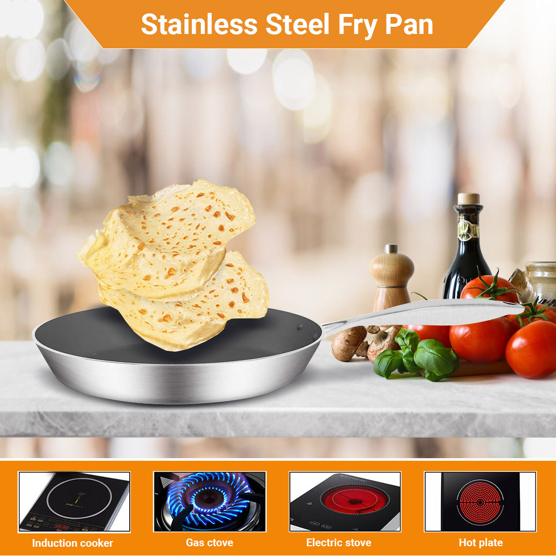 SOGA 22cm Stainless Steel Fry Pan