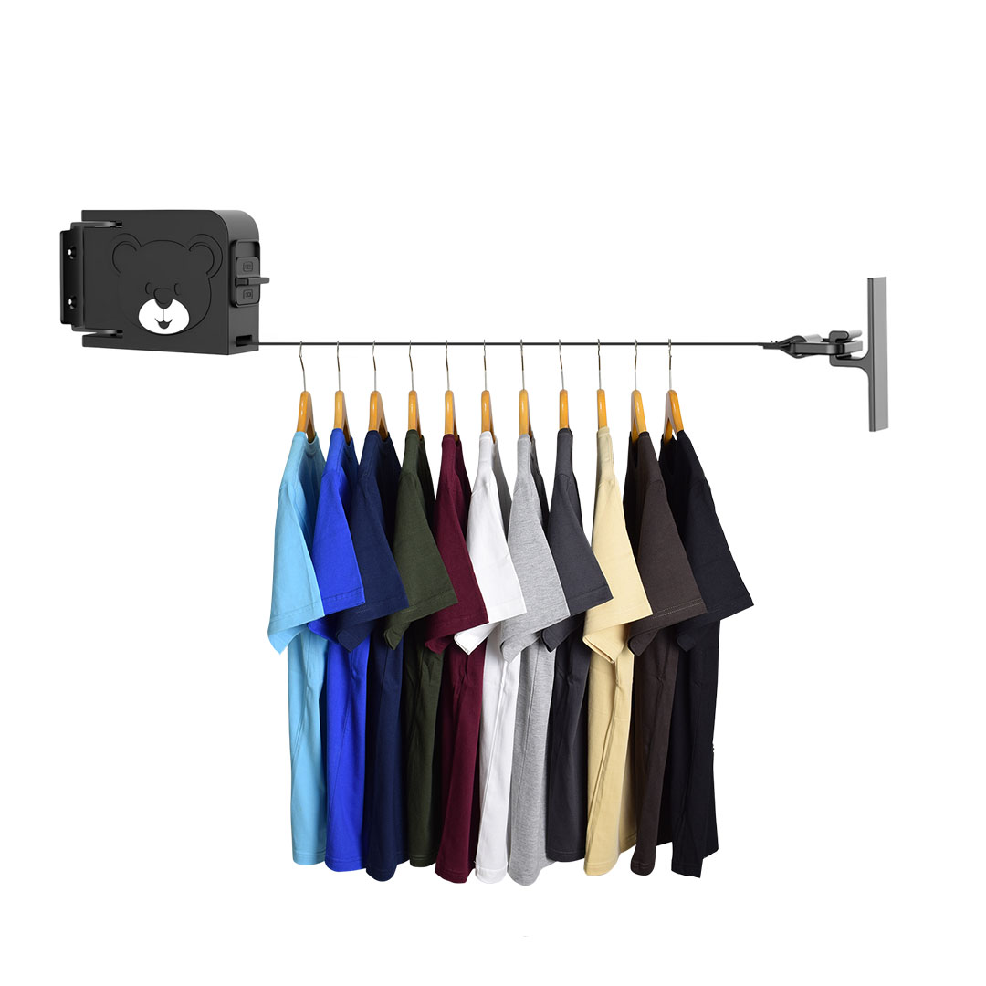 SOGA 160mm Wall-Mounted Clothes Line Dry Rack Black | Inspire Uplift