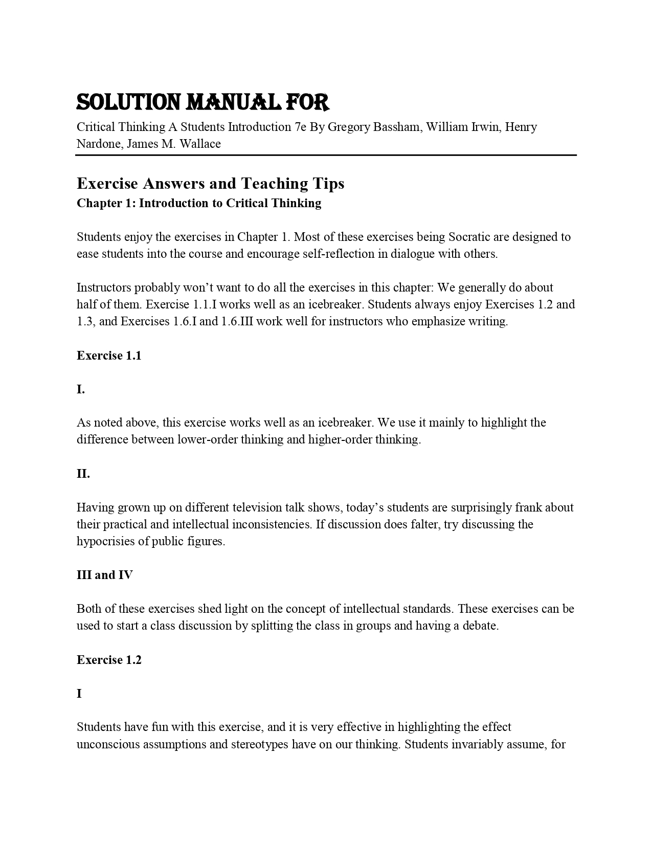 Solution Manual For Critical Thinking A Students Introductio | Inspire ...