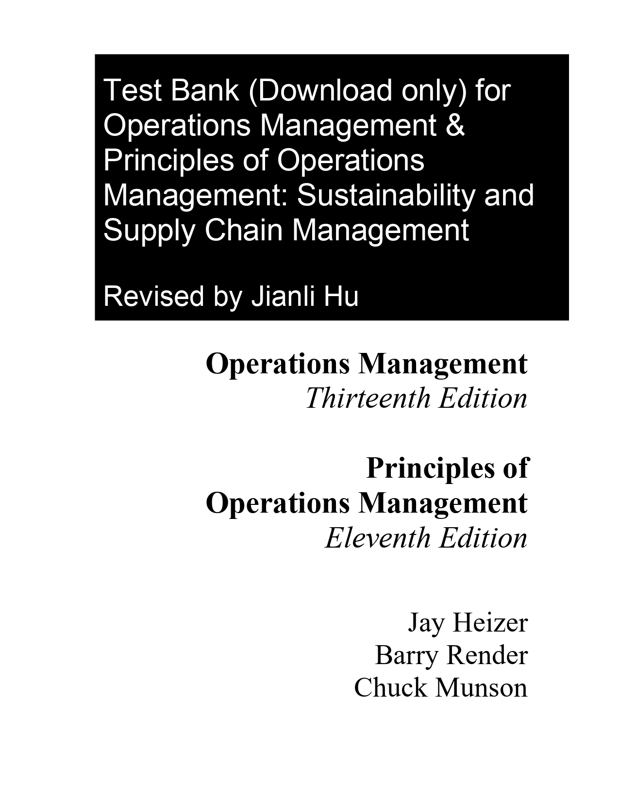 Test Bank For Principles of Operations Management Sustainabi | Inspire ...