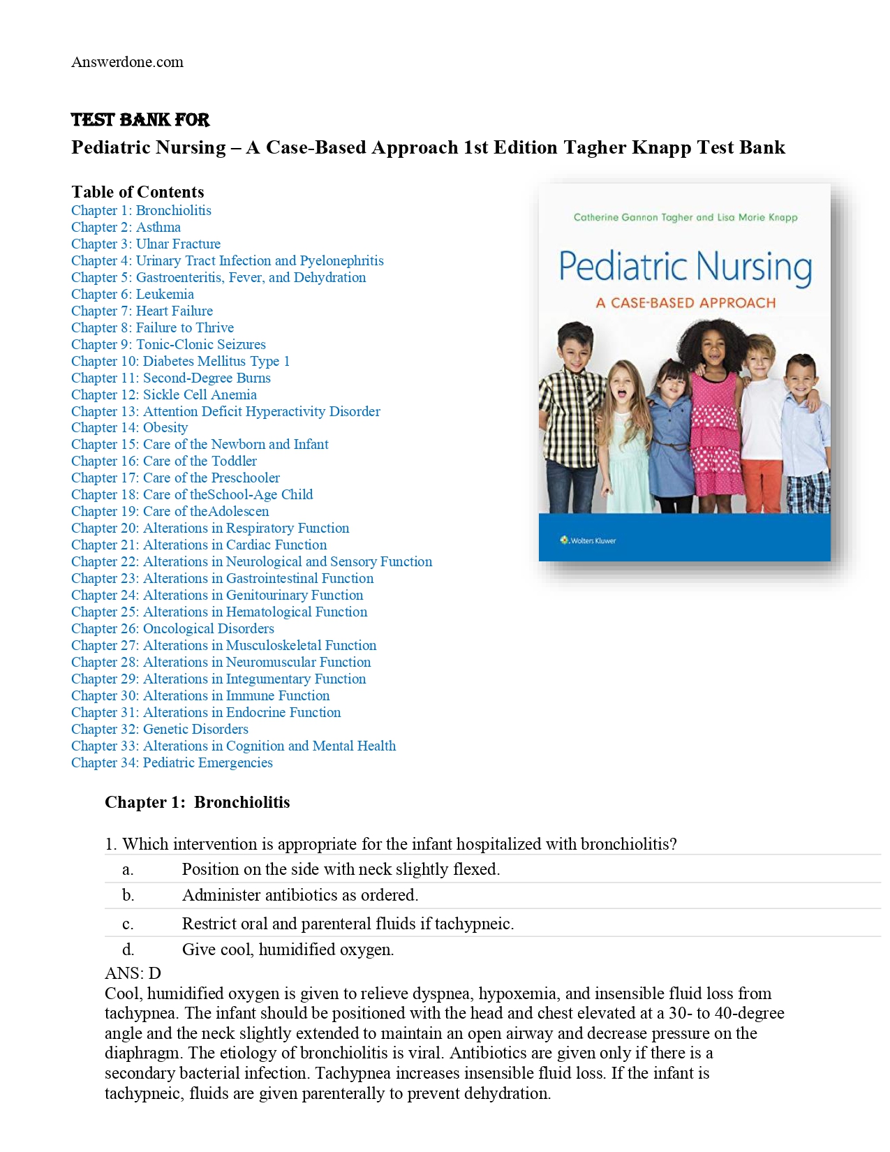 Test Bank for Pediatric Nursing A Case-Based Approach 1st Ed | Inspire ...