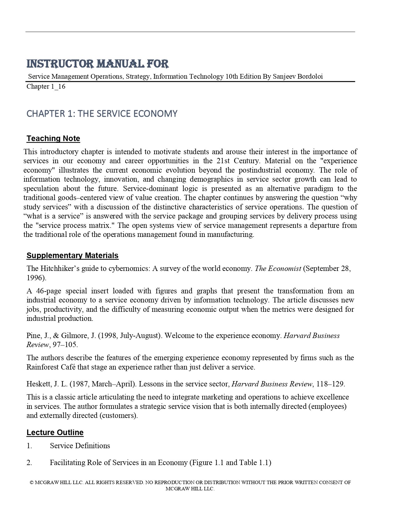 Instructor Solution Manual for Service Management Operations - Inspire ...
