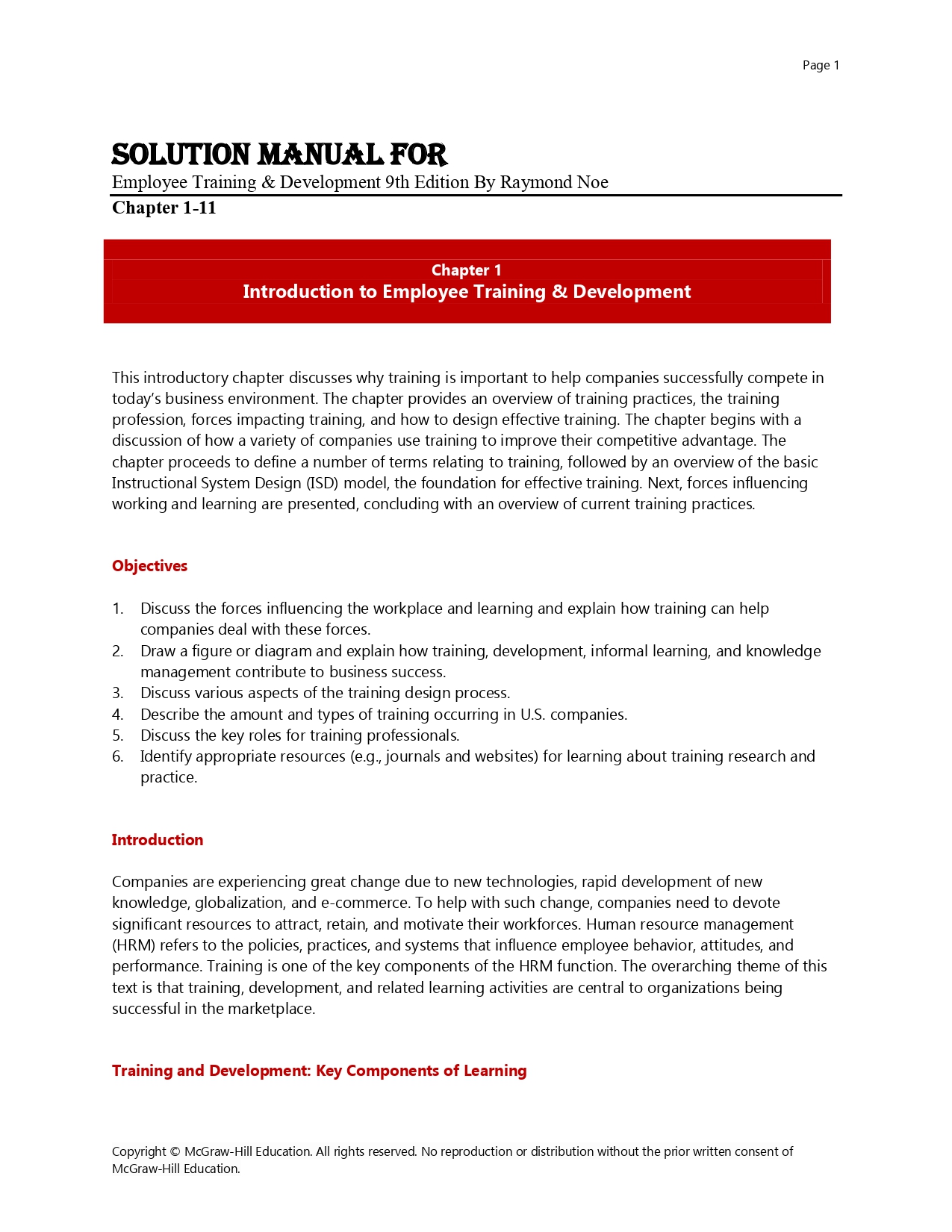 Solution Manual For Employee Training & Development 9th Edit | Inspire ...