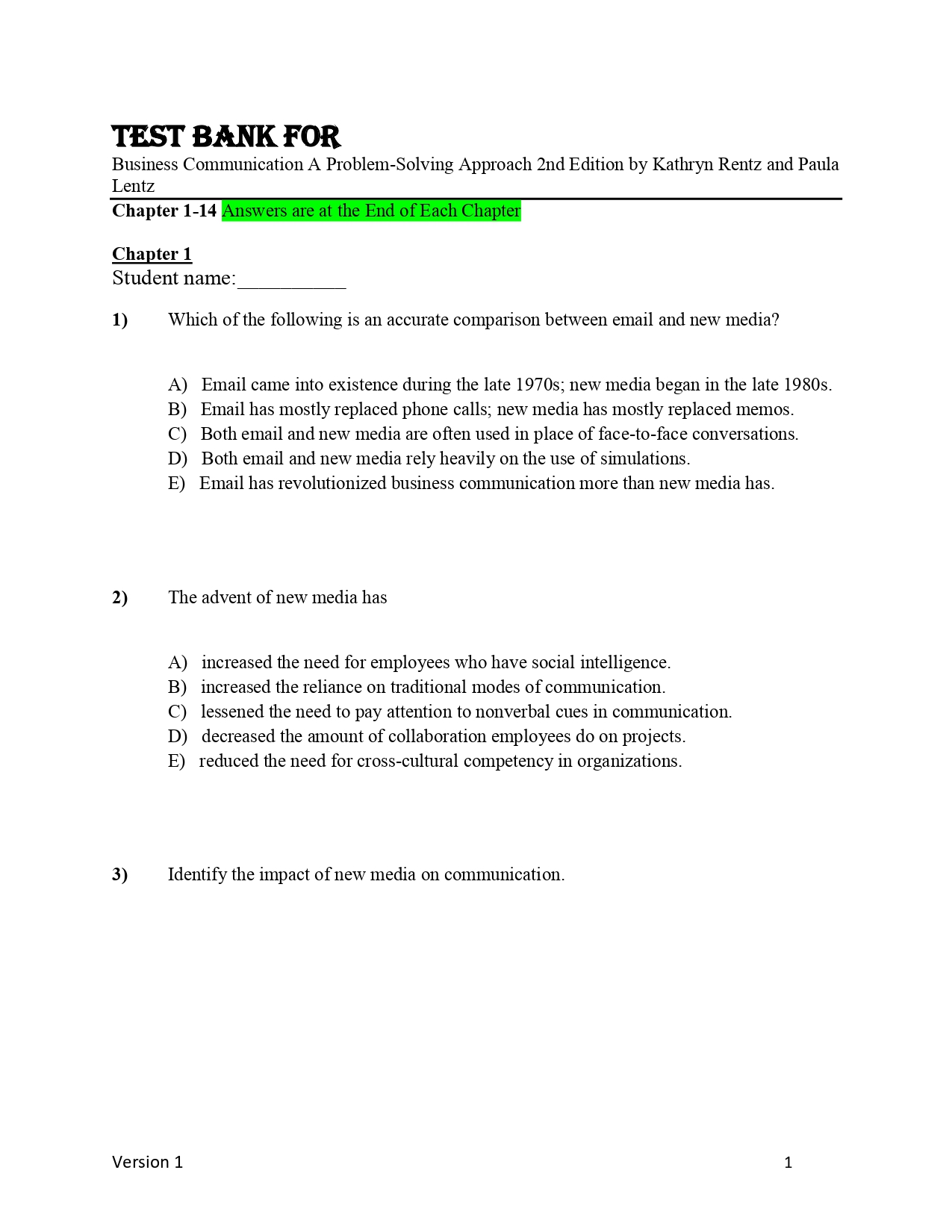Test Bank For Business Communication A Problem-Solving Appro | Inspire ...