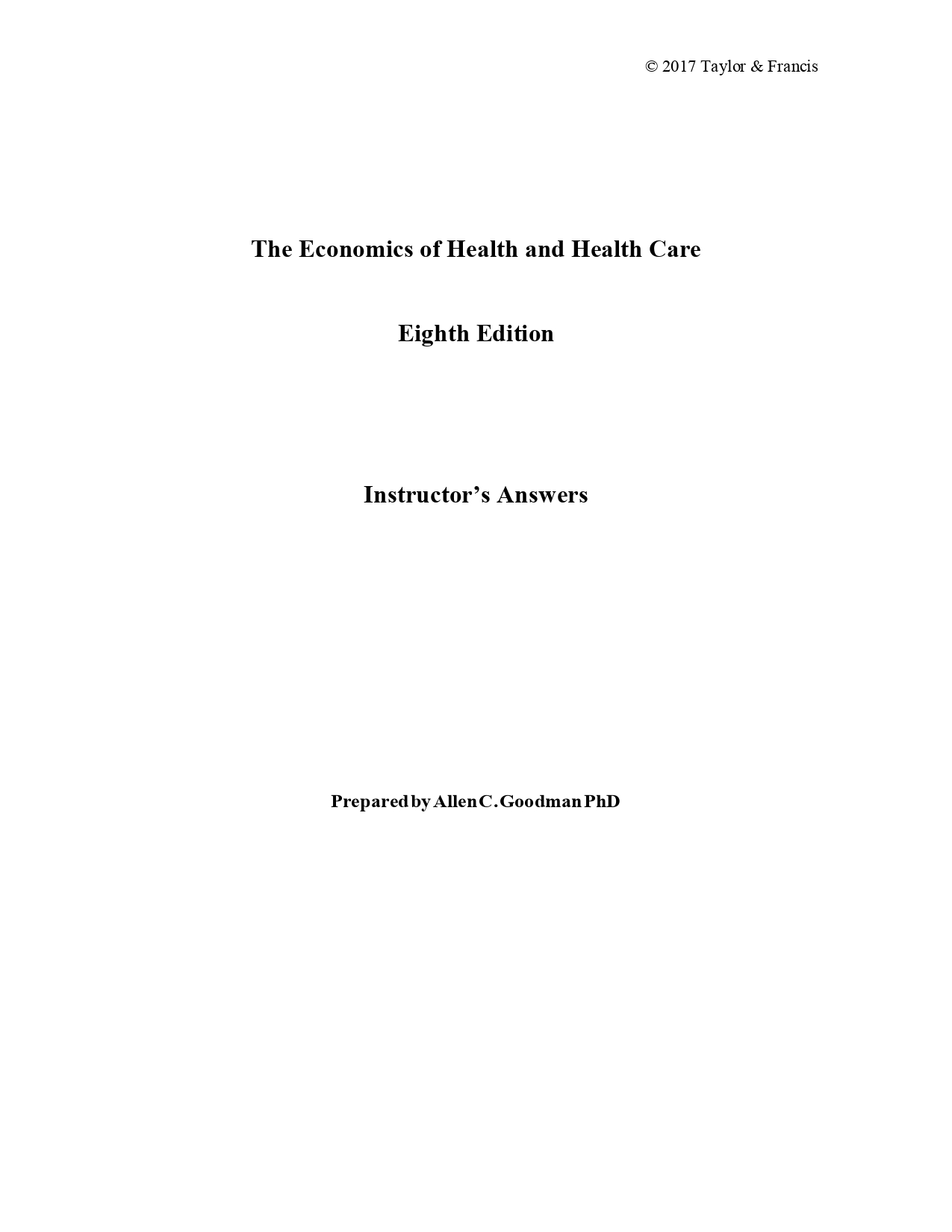 Solution Manual for The Economics of Health and Health Care | Inspire ...