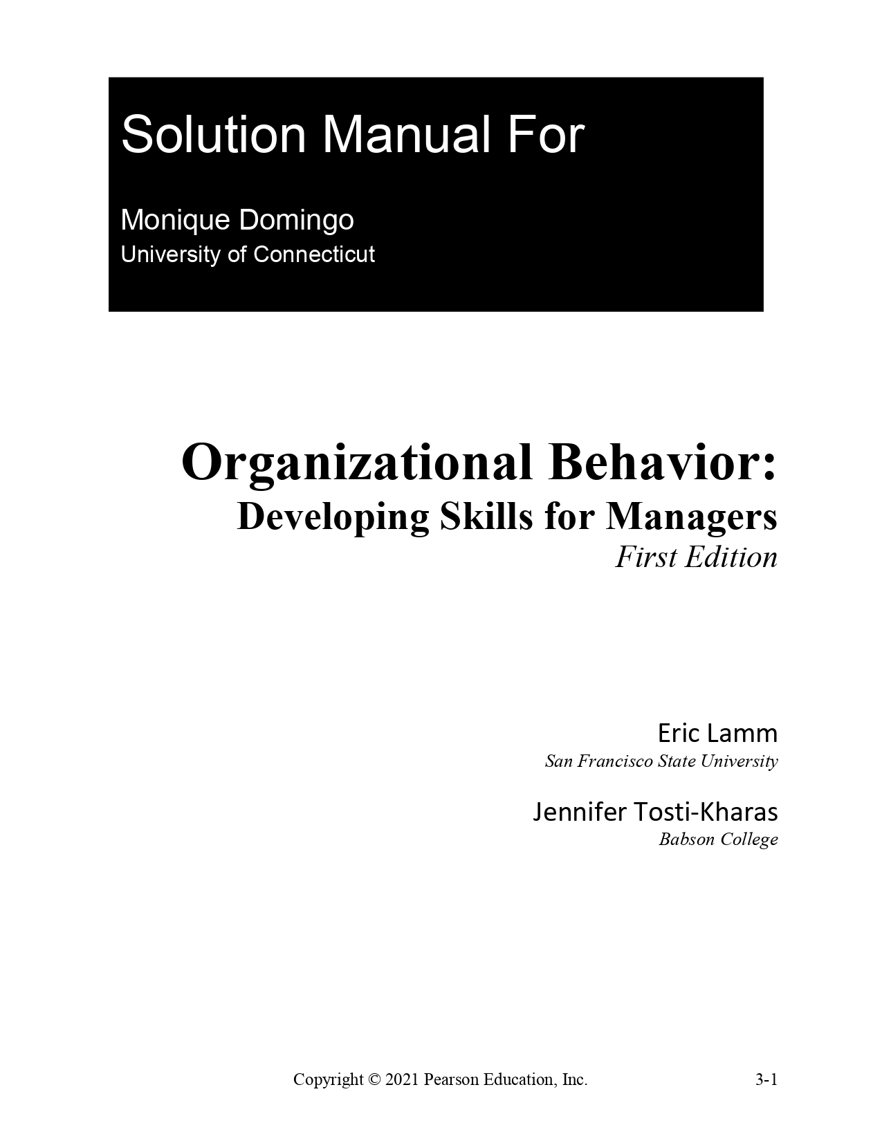 Solution Manual For Organizational Behavior Developing Skill Inspire