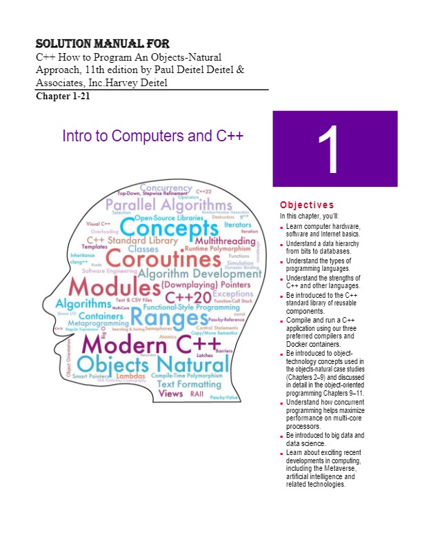 Solution Manual For C++ How to Program An Objects-Natural Ap | Inspire ...