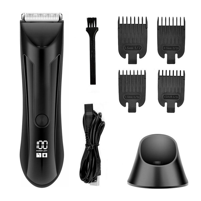 Mens Electric Body Hair Trimmer with LCD Digital Display Waterproof Grooming Shaver