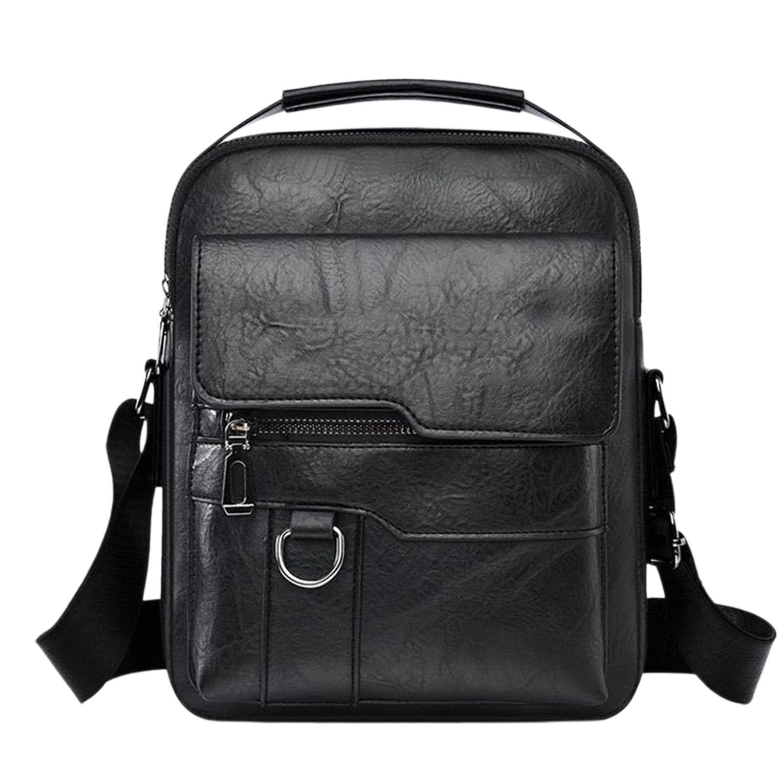 Mens Crossbody Bag Large Capacity Vertical Briefcase for Work Travel and Daily Carry