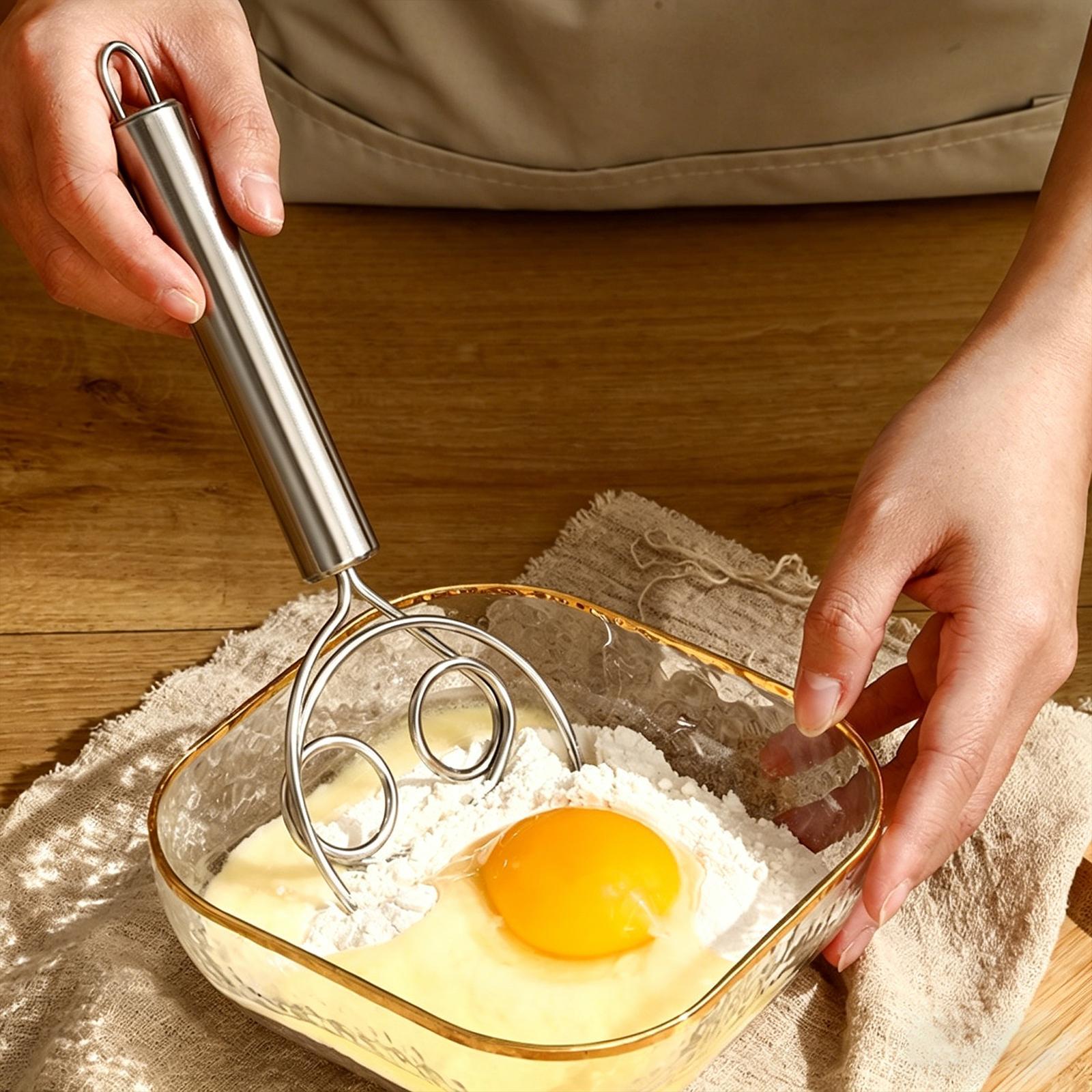 Double Coil Stainless Steel Cream Whisk Manual Egg Beater & Milk Frother