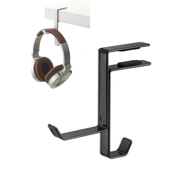 SpaceSaver Metal Headphone Stand & Desk Bag Hanger for Gaming Headsets and Office Organization