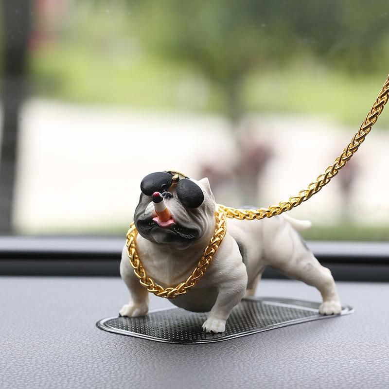 Bully Dog Car Dashboard Ornament Resin Bulldog Center Console Decor for Car Interiors