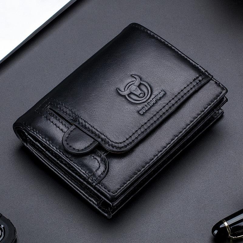 BULL CAPTAIN Genuine Cowhide Mens Leather Wallet RFID Blocking Bifold Coin Purse