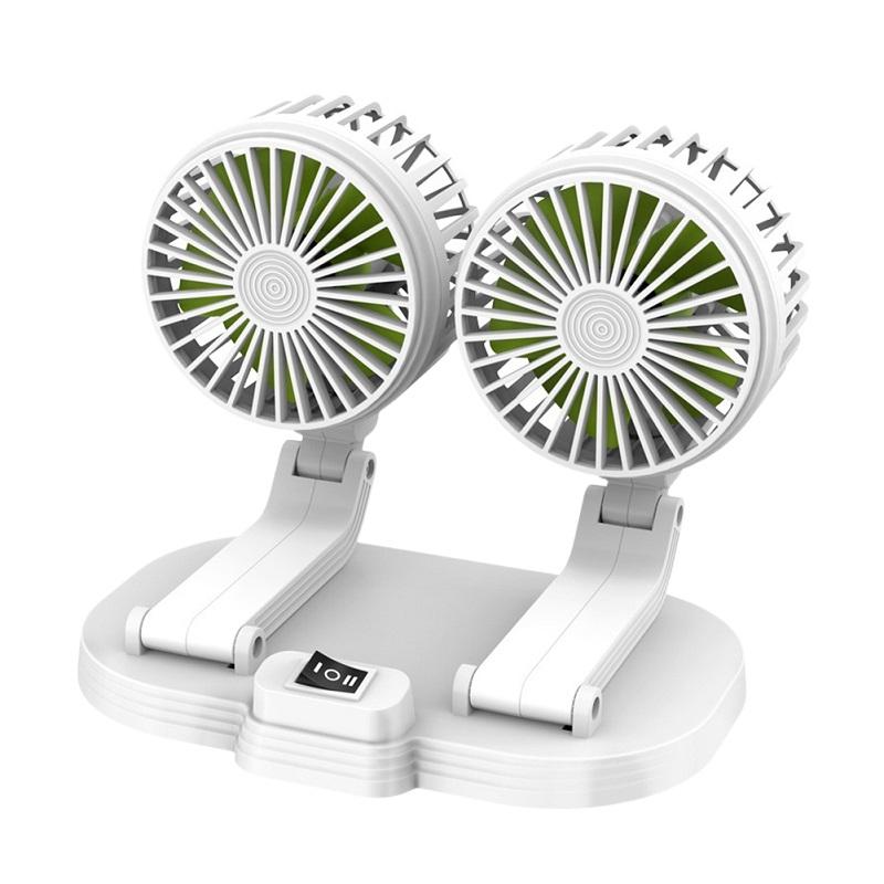 Dual Head USB Car Fan Adjustable Air Circulation Cooling Fan for Car Back Seat