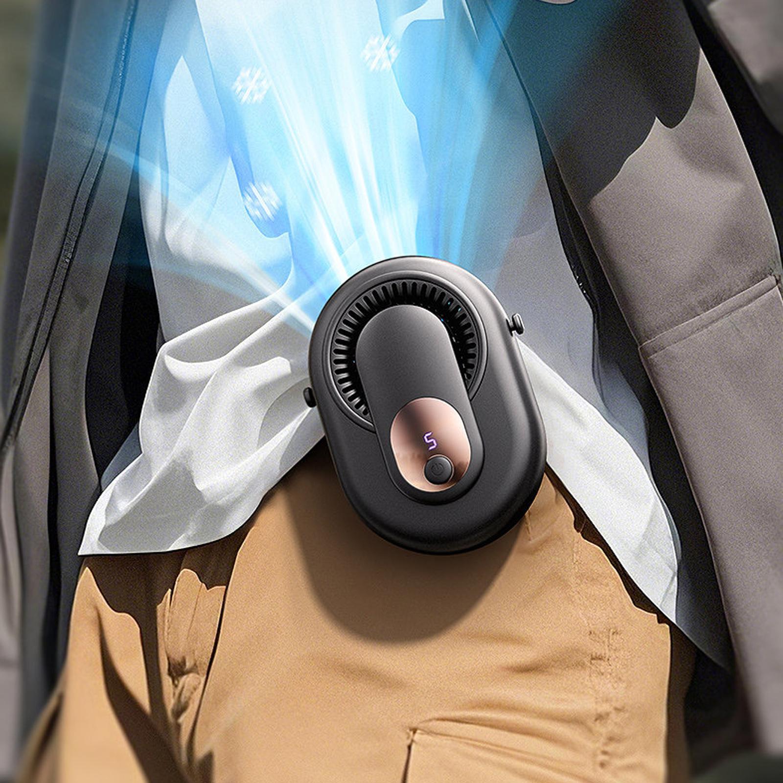 Portable Waist Fan Rechargeable Neck Fan with Power Display for Outdoor Cooling