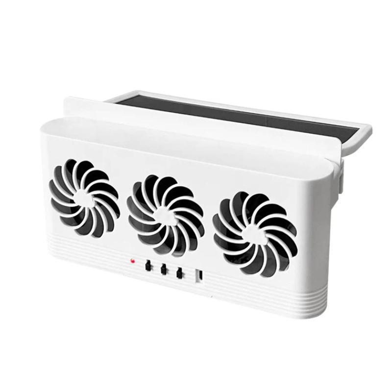 Solar Powered Car Window Ventilation Fan USB Rechargeable Vehicle Exhaust Cooling Fan