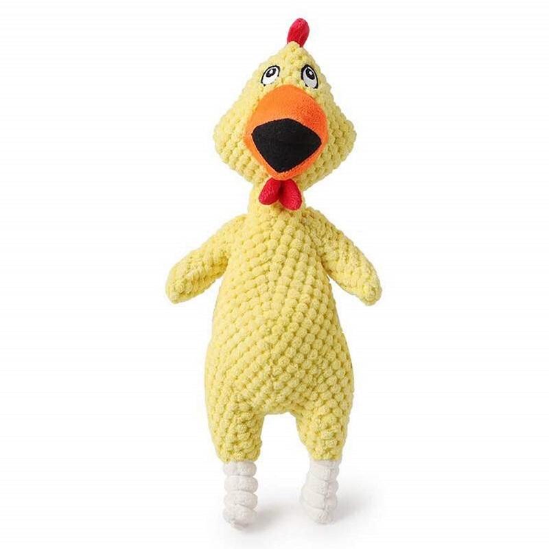 Funny Squeaky Dog Toy Plush Screaming Chicken Chew Toy for Teeth Cleaning and Interactive Play