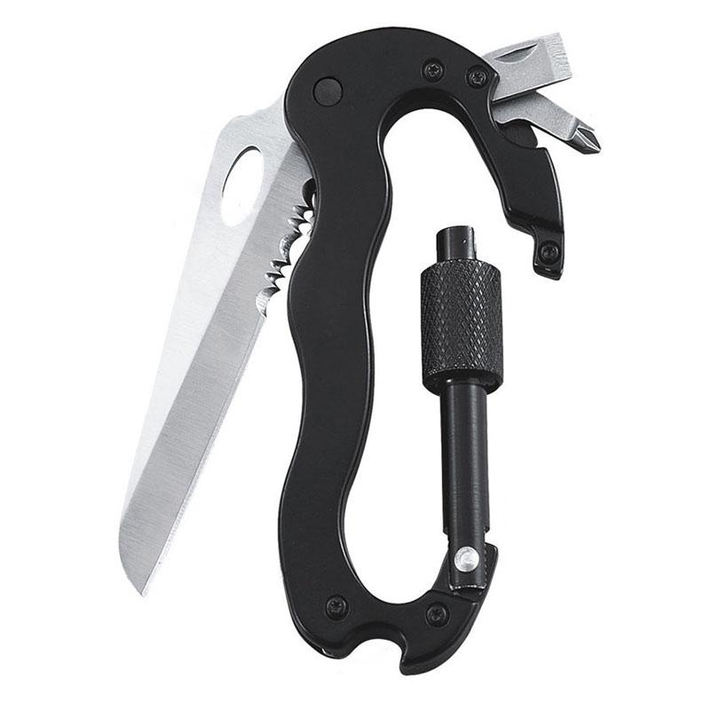 Stainless Steel Carabiner Bottle Opener Multifunctional EDC Keychain Clip for Camping Hiking Travel