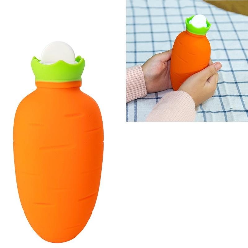 Cute Silicone Hot Water Bag Carrot Hand Warmer Leak Proof Reusable Heat Therapy Bottle