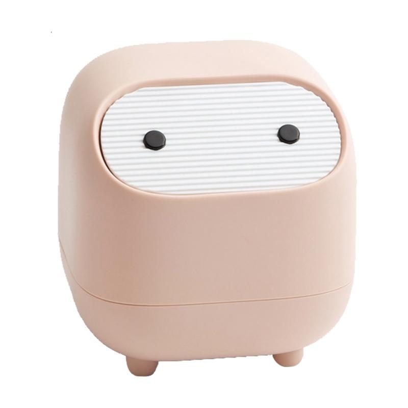 Mini Desktop Trash Can with Push Lid Hidden Desk Trash Bin for Office Home Vanity